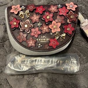 2000 Coach Ellen Crossbody Daisy Applique Tea Rose In Oxblood